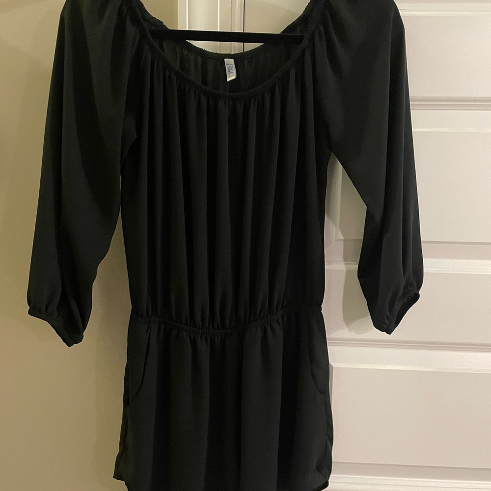 Abbeline Black Long Sleeve Off-the-shoulder Romper